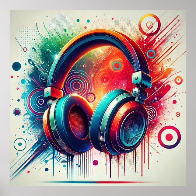 Póster Auriculares Artísticos Vívidos (Frente)