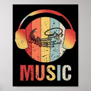 Póster Auriculares con micrófono de época para DJ Lover