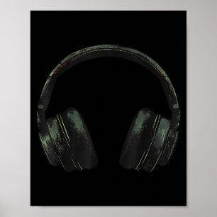 Póster Auriculares Con Puesta De Sol Música Relajada Auri