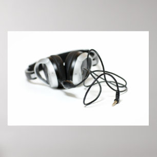 Póster Auriculares de música, cable y Jack