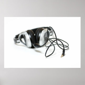 Póster Auriculares de música, cable y Jack