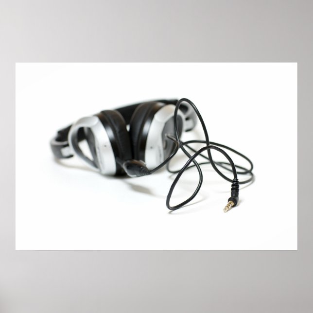 Póster Auriculares de música, cable y Jack (Frente)