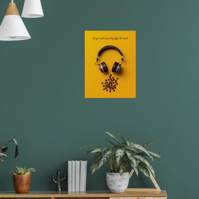 Póster Auriculares y judías para café (Salón 1)
