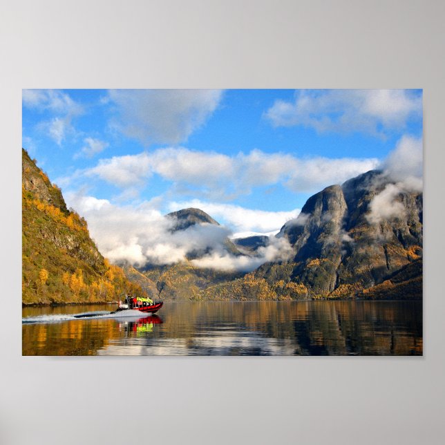 Póster Aurlandsfjord Flam Noruega Fjord Noruega (Frente)