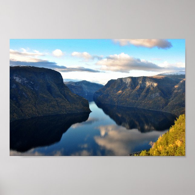 Póster Aurlandsfjord Flam Noruega Fjord Noruega (Frente)