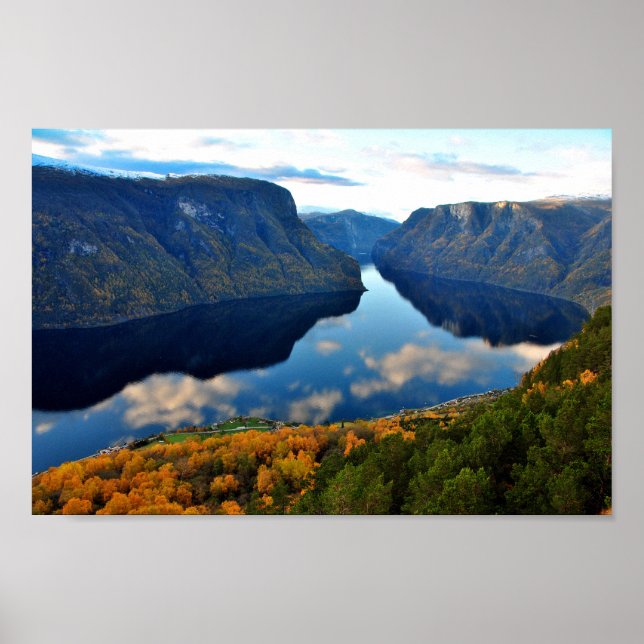 Póster Aurlandsfjord Flam Noruega Fjord Noruega (Frente)