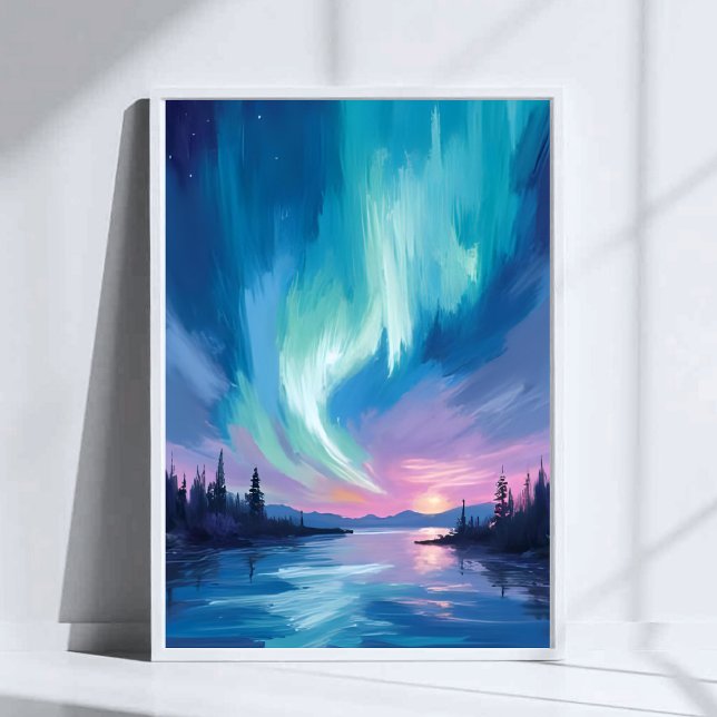 Póster Aurora Boreal Acuarela de Invierno (Subido por el creador)