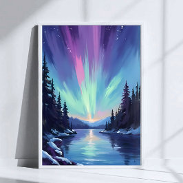 Póster Aurora Boreal | Acuarela de la Luz del Norte