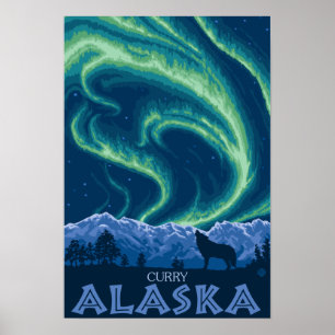 Póster Aurora boreal - curry, Alaska