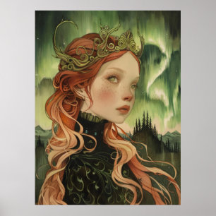 Póster aurora boreal dama vigilia