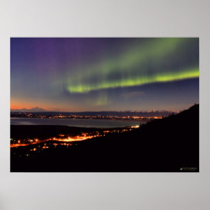 Póster Aurora boreal que baila delante de Denali