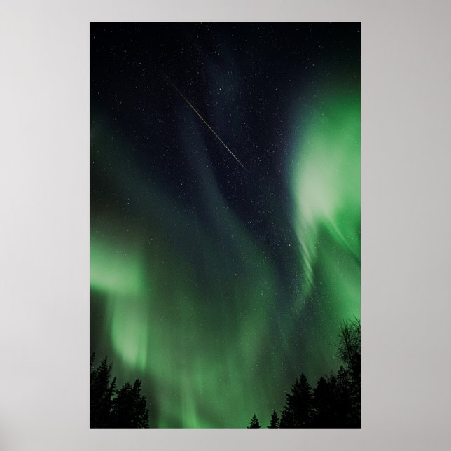 PÓSTER AURORA BOREALIS DURANTE LA NOCHE (Frente)
