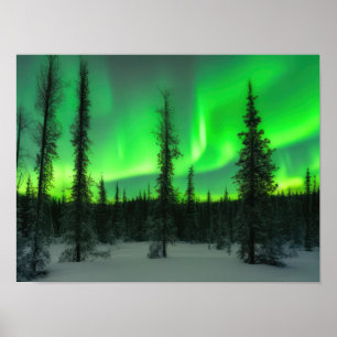 Póster Aurora borealis en poster invernal