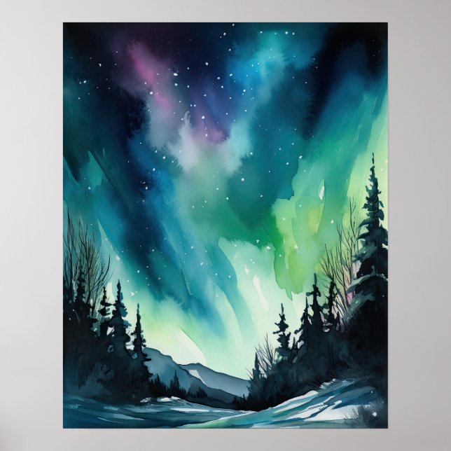 Póster Aurora Borealis Northern Lights Art Print Poster (Frente)