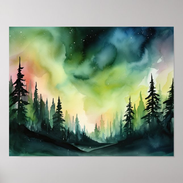 Póster Aurora Borealis Northern Lights Art Print Poster (Frente)