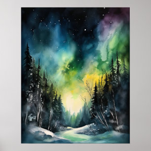 Póster Aurora Borealis Northern Lights Art Print Poster
