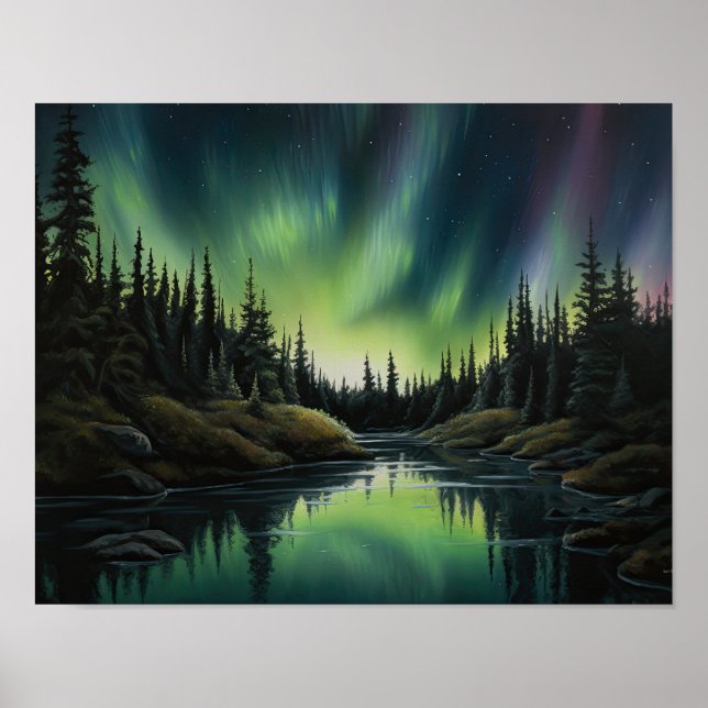 Póster Aurora Borealis Northern Lights Art Print Poster (Frente)