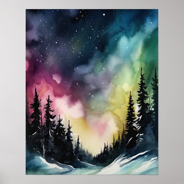 Póster Aurora Borealis Northern Lights Art Print Poster (Frente)
