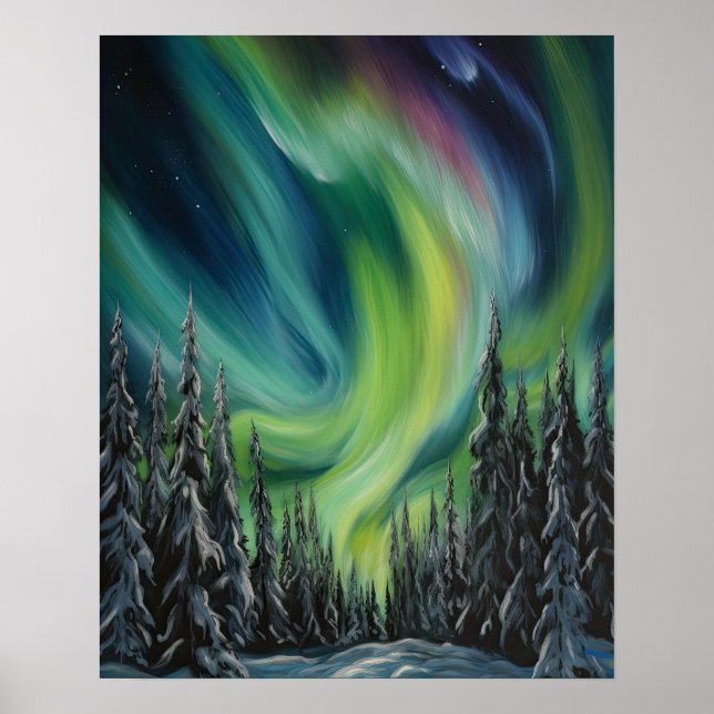 Póster Aurora Borealis Northern Lights Art Print Poster (Frente)