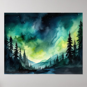 Póster Aurora Borealis Northern Lights Art Print Poster