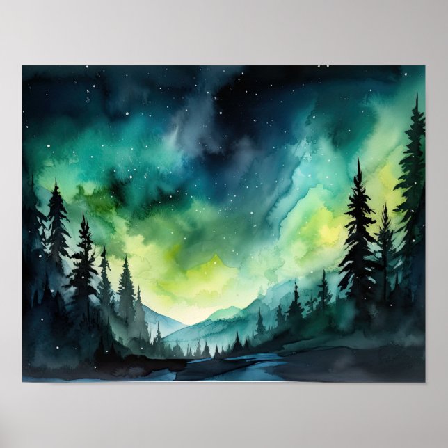 Póster Aurora Borealis Northern Lights Art Print Poster (Frente)