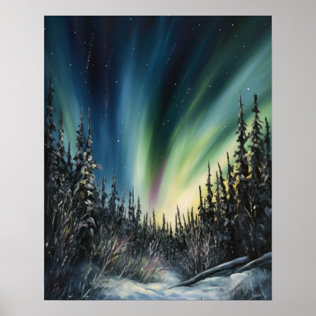 Póster Aurora Borealis Northern Lights Art Print Poster (Frente)