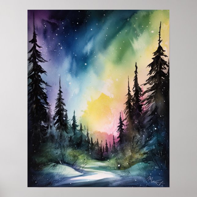 Póster Aurora Borealis Northern Lights Art Print Poster (Frente)