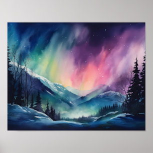 Póster Aurora Borealis Northern Lights Art Print Poster