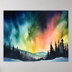 Póster Aurora Borealis Northern Lights Art Print Poster