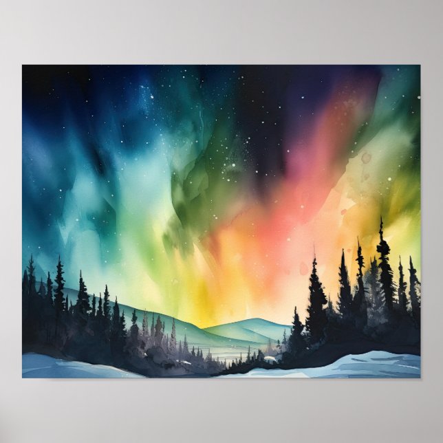 Póster Aurora Borealis Northern Lights Art Print Poster (Frente)