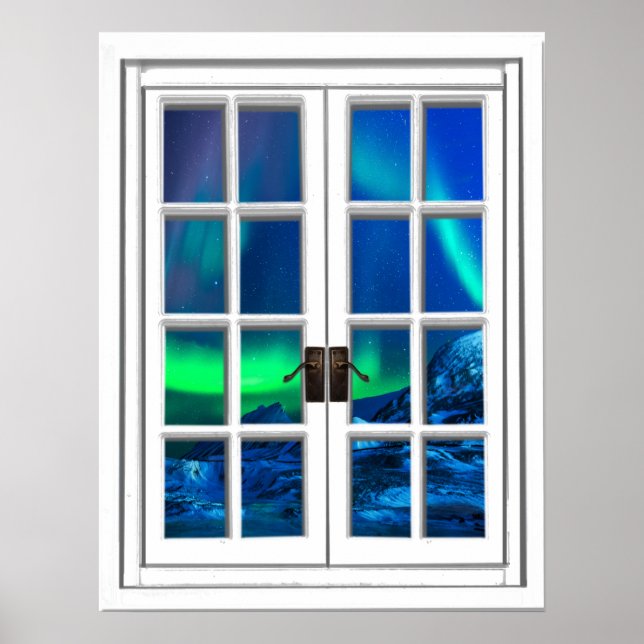 Póster Aurora Borealis Northern Lights Fake Window Art (Frente)
