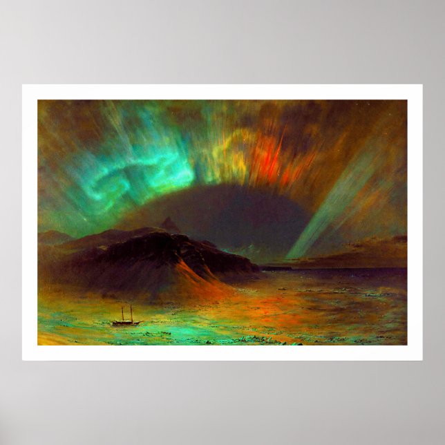 Póster Aurora Borealis por la imprenta Frederic Edwin (Frente)