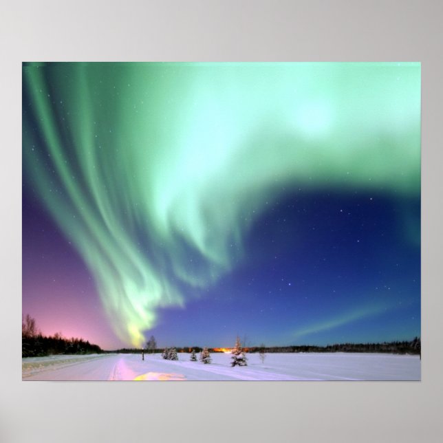 Póster Aurora Borealis sobre el Poster de Alaska (Frente)