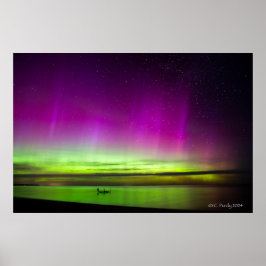 Póster Aurora Borealis sobre Hammond Bay Michigan
