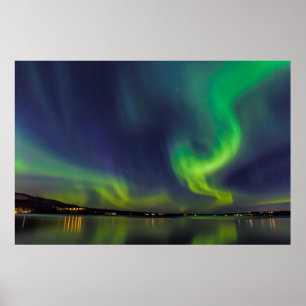 Póster Aurora borealis sobre un lago