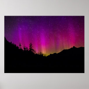 Póster Aurora Borealis Starry Night Sky