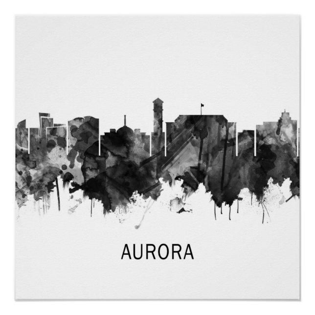 Póster Aurora Colorado Skyline BW (Anverso)