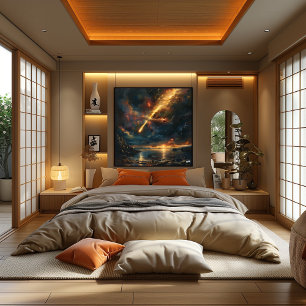 Póster Aurora cósmica sobre el océano