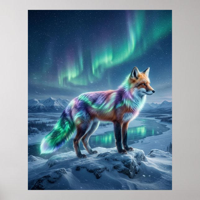 Póster Aurora Fox Frozen Landscape (Frente)