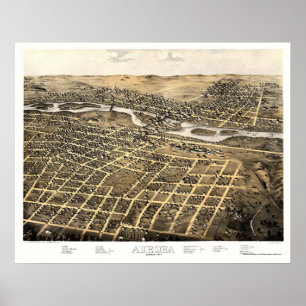 Póster Aurora, IL Panoramic Map - 1867