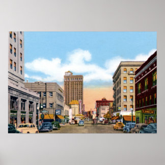 Póster Aurora Illinois Main Street 1940