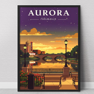 Póster Aurora Illinois vintage