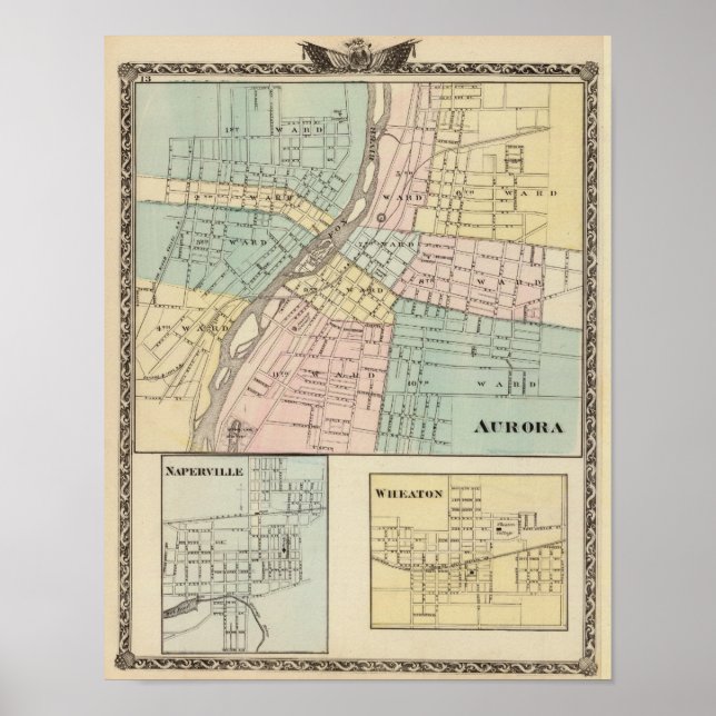 Póster Aurora, Naperville and Wheaton (Frente)