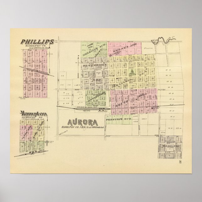 Póster Aurora, Phillips, un Hampton, Nebraska (Frente)