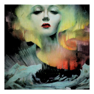 Póster Aurora por Clive Henry noche oscura y colorida