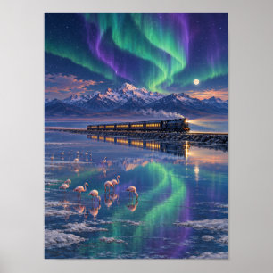 Póster Aurora Salt Lake Night Train 12x16