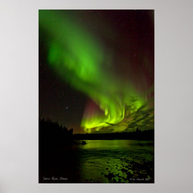 Póster Aurora sobre el río Salcha (Frente)