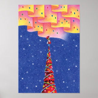 Póster Aurora y un árbol de Navidad.