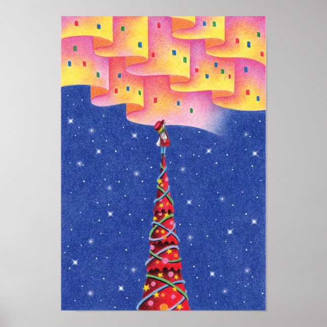 Póster Aurora y un árbol de Navidad. (Frente)