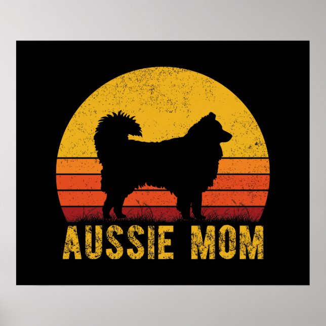 Póster Aussie Mom Australian Shepherd Dog Mom Vintage (Frente)